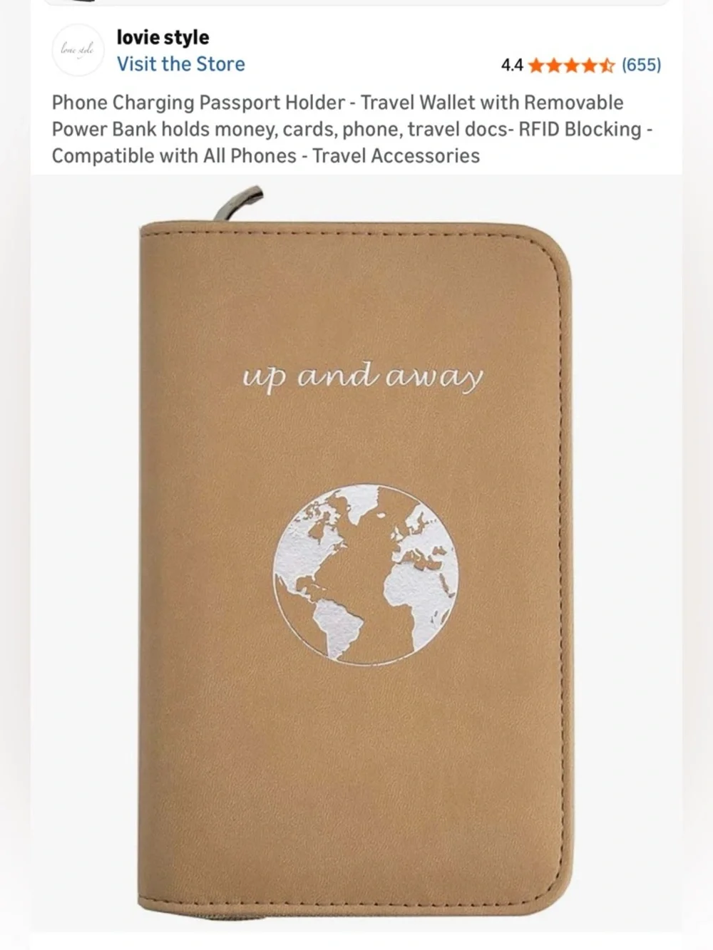 Tan Phone Charger & Passport Holder by Up and Away